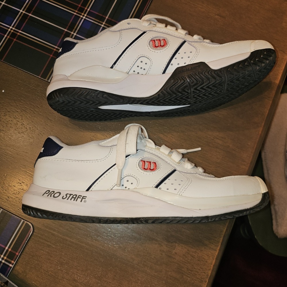 Wilson Shoes Mens 8 Pro Staff 87 Tennis Sneakers White Leather Lace Up Low Top